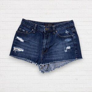 BDG Stretch Denim Frayed Hem High Rise Jeans Shorts 27 28 29
